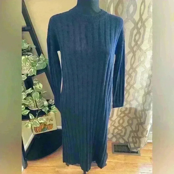 Madewell Dresses & Skirts - Madewell Resourced Ribbed Midi Black Wool Blend Sweater Dress Womens Sz XXS READ